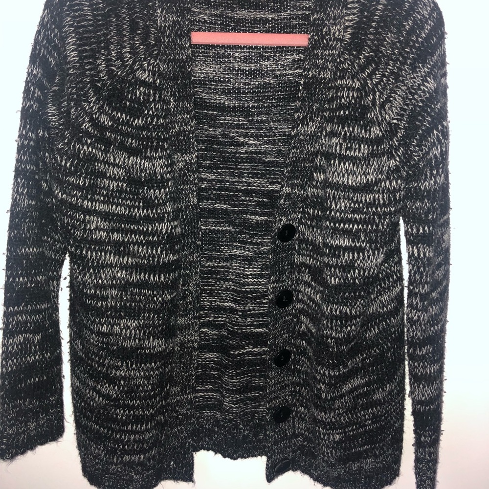 Super Warm Black and White Button Up Cardigan